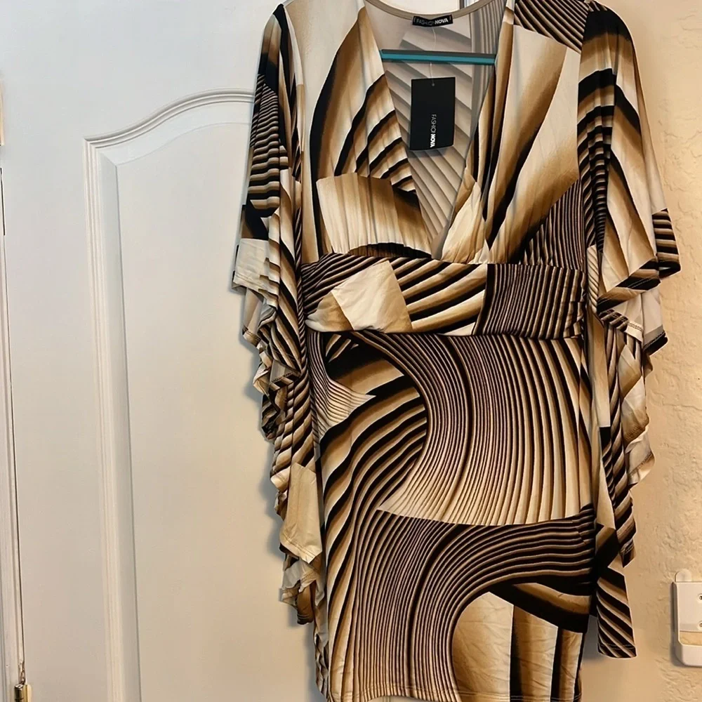 🤎FASHION NOVA 🤎 SEXY!!!! Nothing To Hide Mini Dress - Brown/Combo